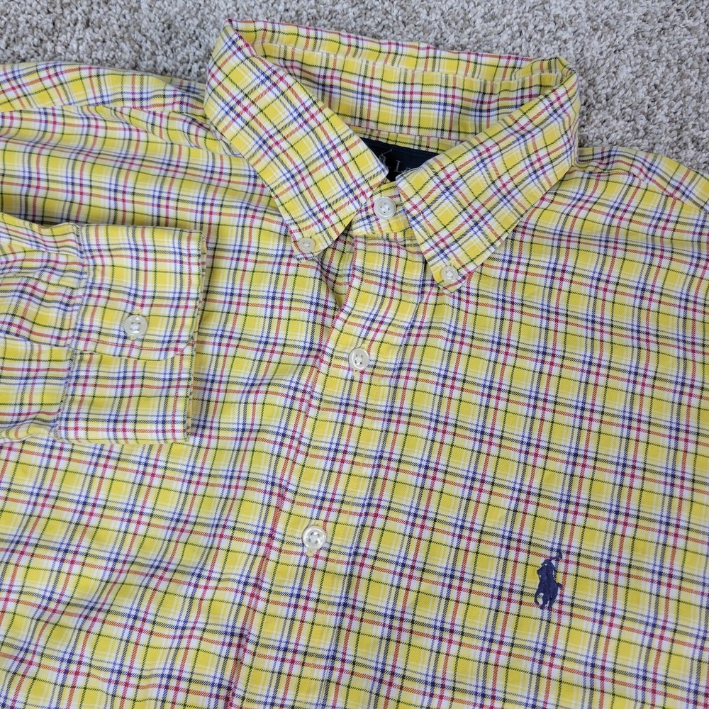Vintage Ralph Lauren Blake Mens XL Yellow Plaid Pony Button Down Long Sleeve